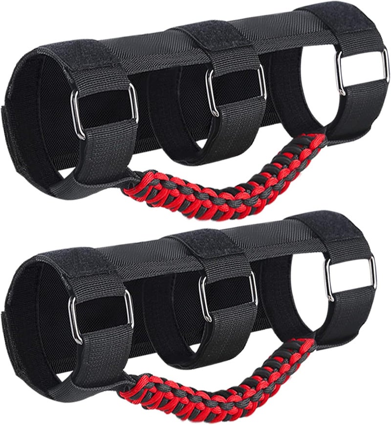 KOOLYNHO Roll Bar Grab Handles Hand Grips Accessories Paracord Hand Grab for Jeep Wrangler JL JK TJ YJ Gladiator Sahara Rubicon Unlimited (Red 2 Pack) - Image 1